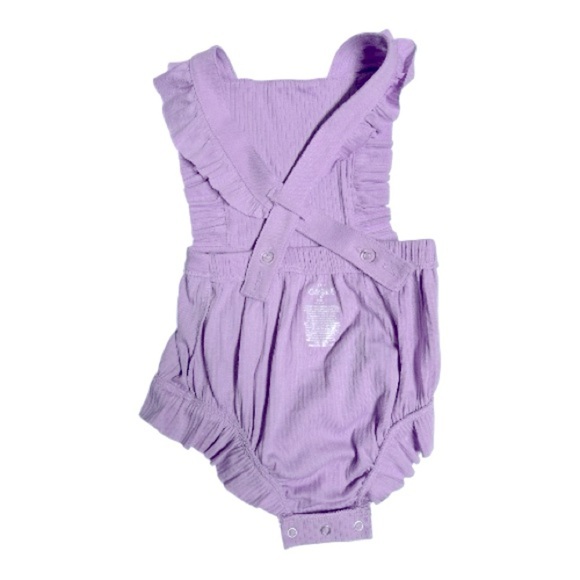 Cat & Jack Baby Girl Ruffle Suspender Romper Purple Size 12M - Picture 2 of 5